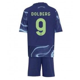 Dětské fotbalový komplet Ajax Kasper Dolberg #9 Venkovní košile 2025-26 Krátkým Rukávem